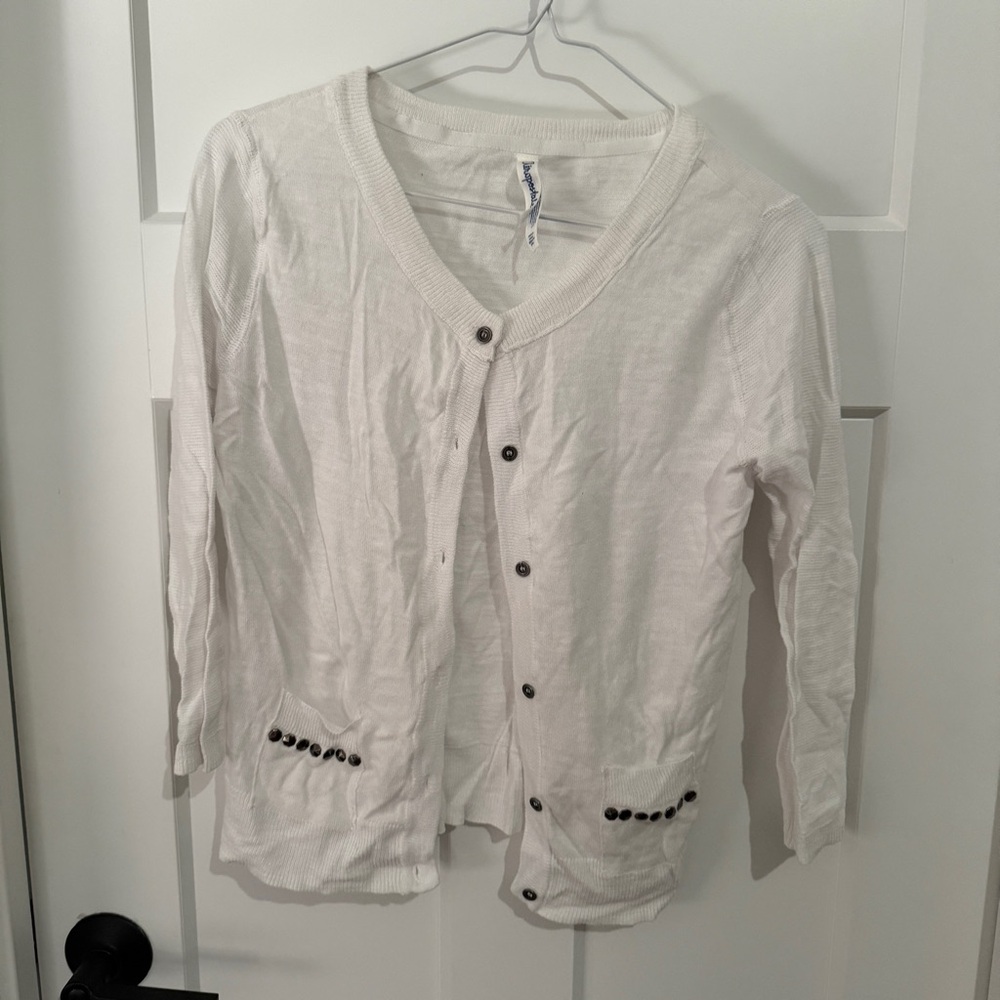 Aeropostale White Cardigan with Dark Buttons and Studds